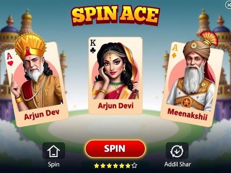 Premium Spin Ace Royal Characters Premium Spin Ace starting characters Maharaja Arjun Dev, Rani Meenakshi, and Nawab Adil Shah